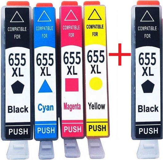 Συμβατά Μελάνια για HP655XL 1 Πλήρες Σετ & 1 Mαύρο 5τμχ