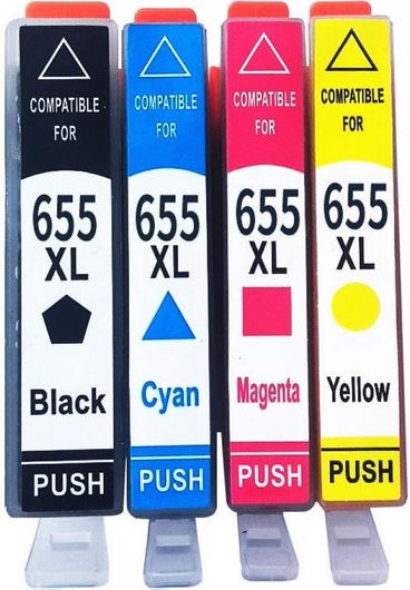 Συμβατά Μελάνια για HP655XL 1 Πλήρες Σετ 4τμχ