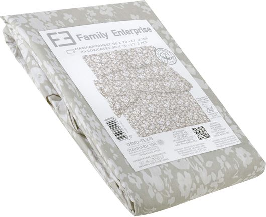 Μαξιλαροθήκες Family Enterprise Σετ 2τμχ 50x70+17cm 100% Βαμβακερές Μπεζ Εμπριμέ 007437Σ4