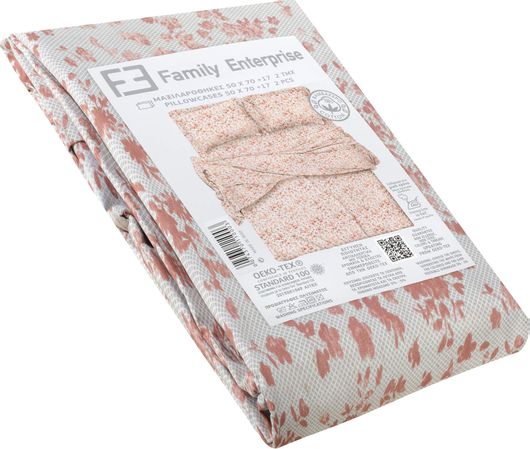 Μαξιλαροθήκες Family Enterprise Σετ 2τμχ 50x70+17cm 100% Βαμβακερές Ροζ Εμπριμέ 007437Σ9