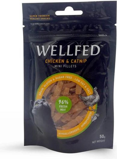 Λιχουδιές Σνακ Γάτας Pet Interest Wellfeld Mini Fillets με Catnip Κοτόπουλο 50gr