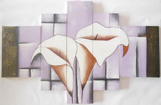 Πίνακες σετ 5τμχ σε Καμβά με Ανάγλυφη Ελαιογραφία 20x80