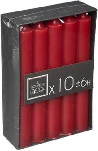 Διακοσμητικό Κερί Κηροπηγίου Plastona 16cm 10τμχ Κόκκινο