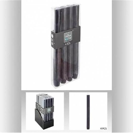 Διακοσμητικό Κερί Κηροπηγίου Plastona 24.5cm 4τμχ Μαύρο