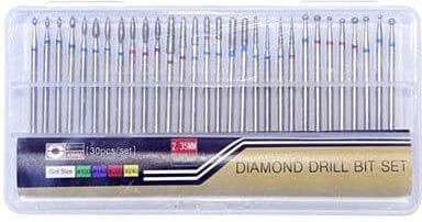 Σετ Διαμαντόφρεζες για Τροχό Νυχιών σε Κασετίνα Diamond Drill Bit 9043 30τμχ