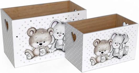 Σετ Παιδικό Κουτί Αποθήκευσης Plastona 2τμχ Λευκό