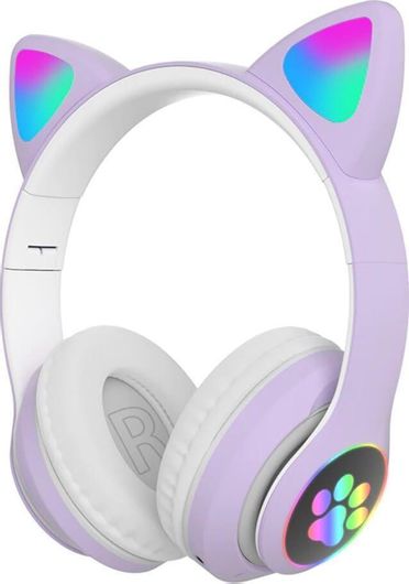 Cat STN28 Ασύρματα/Ενσύρματα Over Ear Ακουστικά με 9 ώρες Λειτουργίας Μοβ