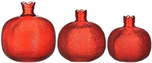 Επιτραπέζιο Γούρι Click με Ρόδι Κόκκινο από Γυαλί 3τμχ