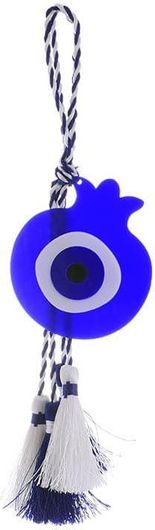 Κρεμαστό Γούρι Inart με Ρόδι Μπλε από Πλαστικό 8x24cm