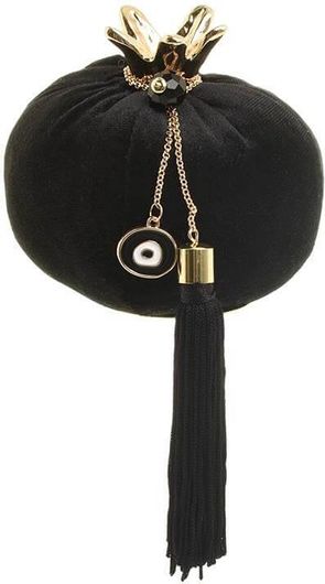 Επιτραπέζιο Γούρι Inart με Ρόδι Μαύρο/Χρυσό από Πλαστικό