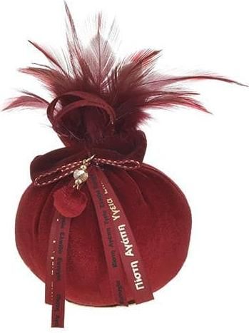 Επιτραπέζιο Γούρι Inart με Ρόδι Κόκκινο/Χρυσό από Ύφασμα 30x30cm