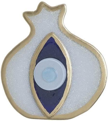 Διακοσμητικό Χώρου Inart Ρόδι από Μέταλλο Χρυσό/Μπλε 15cm