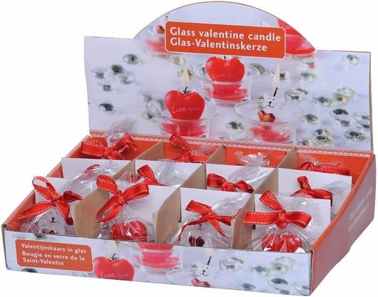 Κερί Arti Casa σε Ποτήρι Καρδιά 6,5x6,5cm Κόκκινο 12τμχ