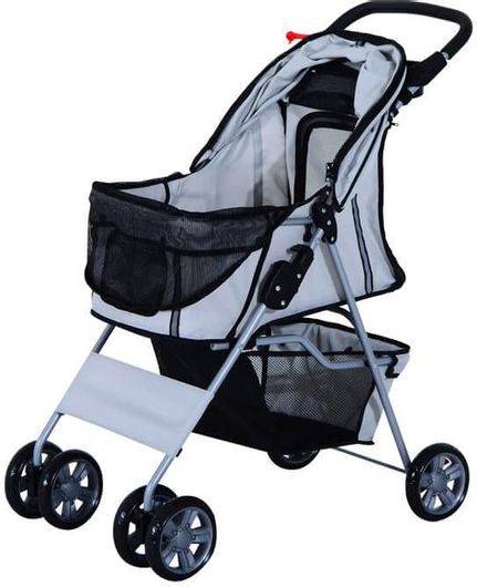 Καρότσι Μεταφοράς Κατοικιδίου PawHut 75 x 45 x 97 cm Γκρι D00-058GY