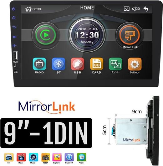 Ηχοσύστημα Αυτοκινήτου 1-Din Multimedia Player 9002 Universal 1DIN Bluetooth / USB με Οθόνη Αφής 9"