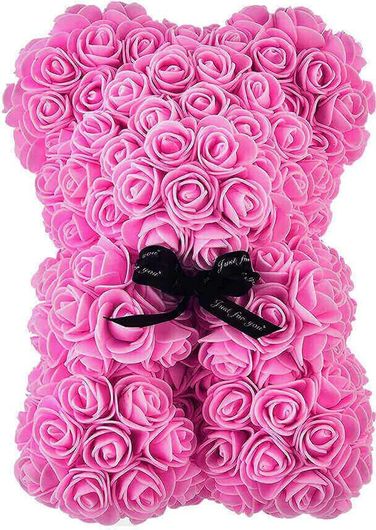 Τεχνητά Λουλούδια Forever Teddy Rose Bear Αρκουδάκι από Τριαντάφυλλα 25cm με Κουτί Ροζ