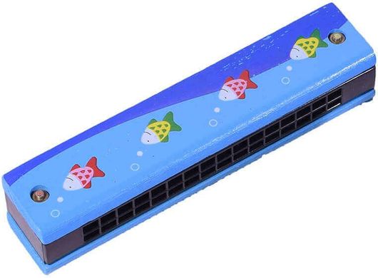 Φυσαρμόνικα SP Souliotis με Ψαράκια Ξύλινο 13cm Μπλε