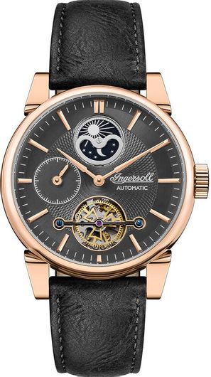 Ανδρικό ρολόι INGERSOLL Swing Automatic Δερμάτινο Λουράκι I07502 Μαύρο