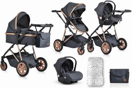 Moni Midas Ρυθμιζόμενο Καρότσι 3 σε 1 Kατάλληλο για Nεογέννητο Μαύρο 10.2kg