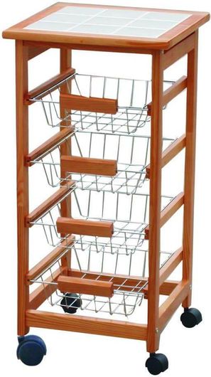 Τρόλει Κουζίνας Ankor Ξύλινο 4 Θέσεων 37x37x76cm Μπεζ