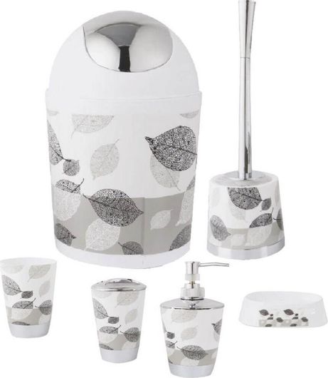 Σετ Μπάνιου Flamingo Leafs Πλαστικό 6τμχ Πολύχρωμο