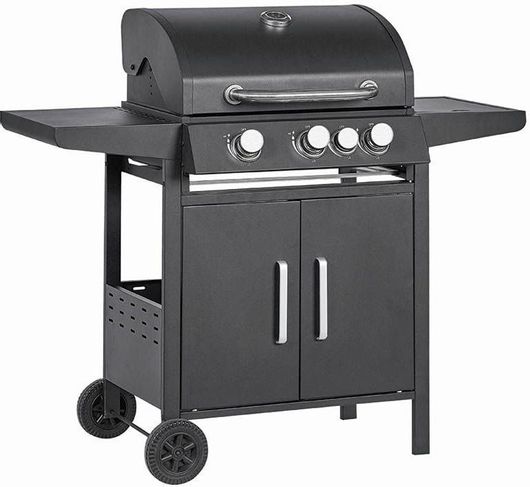 Ψησταριά Υγραερίου Bormann BBQ3100 με Μαντεμένια Σχάρα & 3 Εστίες & Πλαϊνό Μάτι Μαύρο