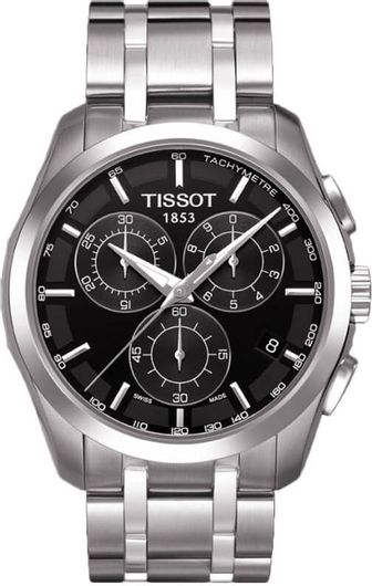 Ανδρικό Ρολόι Tissot Couturier Quartz T Classic T035 617 11 051 00 με Μεταλλικό Μπρασελέ Μαύρο