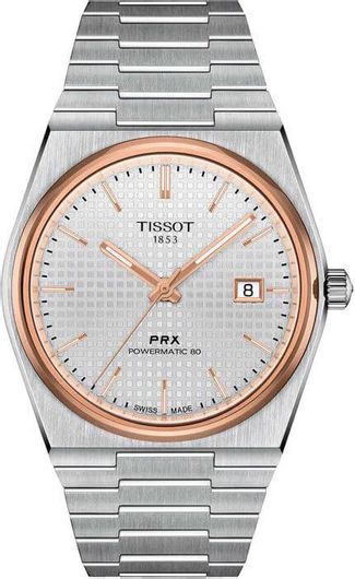 Ανδρικό Ρολόι Tissot Prx 40 205 T137 407 21 031 00 με Μεταλλικό Μπρασελέ Λευκό
