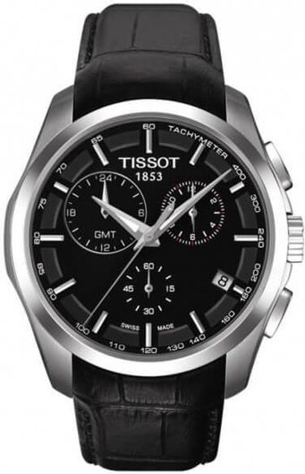 Ανδρικό Ρολόι Tissot T Classic Couturier Chronograph T035 439 16 051 00 με Δερμάτινο Λουράκι Μαύρο