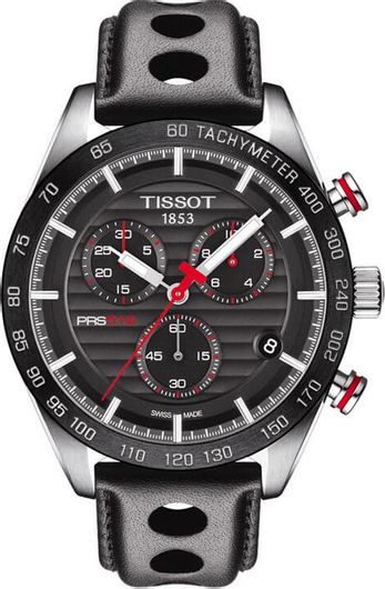 Ανδρικό Ρολόι Tissot T Sport Prs 516 T100 417 16 051 00 με Δερμάτινο Λουράκι Μαύρο