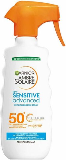 Αντηλιακή Λοσιόν Σώματος Garnier Ambre Solaire Sensitive Advanced Αδιάβροχο SPF50 σε Spray 300ml