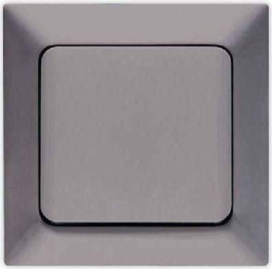 Διακόπτης Τοίχου Eurolamp 152-12301 Χωνευτός με Πλαίσιο και 1 Πλήκτρο Γκρι
