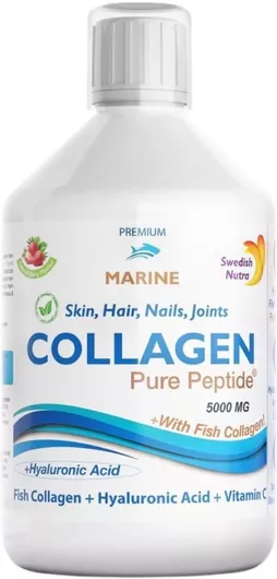 Swedish Nutra Collagen Pure Peptide with Hyaluronic Acid 5000mg 500ml Natural Berry