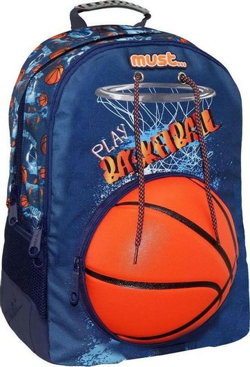 Σχολική Τσάντα Δημοτικού Πλάτης Must Play Basketball Μπλε