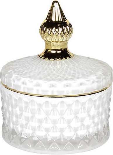 Φοντανιέρα γυάλινη Φ8,5Χ10,5 εκ. λευκό χρυσό - KESKOR 72450