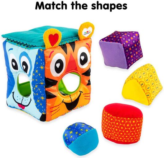 Μαλακός Κύβος Lamaze Sorting Cubes with Animals από Ύφασμα με Ήχους για 6+ Μηνών LC27249