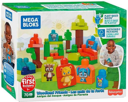 Τουβλάκια Fisher Price Ξύλινα Mega Bloks Woodland Friends για 1+ Ετών 70τμχ
