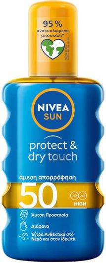 Αντηλιακή Λοσιόν Σώματος Nivea Sun Protect & Dry Touch SPF50 σε Spray 200ml