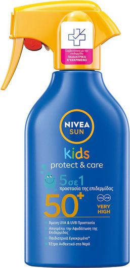 Παιδικό Αντηλιακό Nivea Αδιάβροχο Spray Sun Kids Protect & Care για Πρόσωπο & Σώμα SPF50+ 270ml