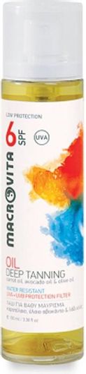 Αντηλιακό Σώματος Macrovita Oil Deep Tanning Avocado Oil & Olive Oil Αδιάβροχο Λάδι SPF6 100ml