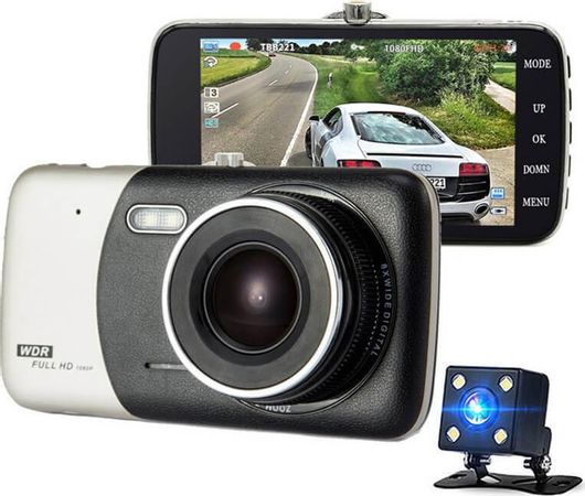 Σετ Κάμερα DVR Αυτοκινήτου 1080P με Οθόνη 3.5" για Παρμπρίζ με Βεντούζα & Κάμερα Οπισθοπορείας