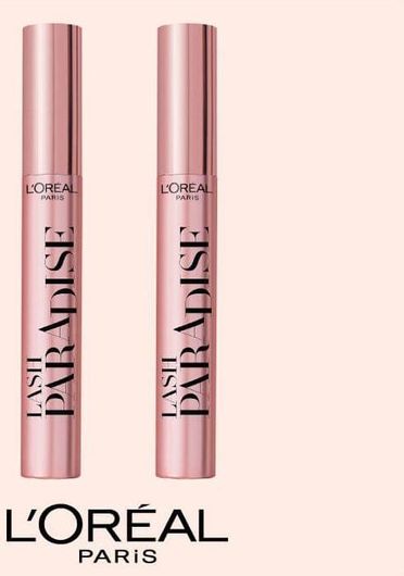Μάσκαρα L'Oreal Lash Paradise για Μήκος & Όγκο 2 x 6.4 ml Μαύρο 