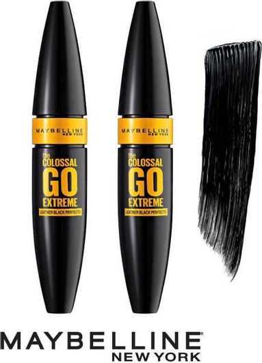 Μάσκαρα Maybelline The Colossal Go Extreme για Όγκο Leather Black 2 x 9.5 ml