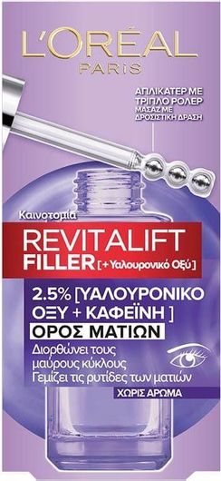 Serum Ματιών L'Oreal Paris Revitalift Filler 2,5% Αντιγηραντικό με Νιασιναμίδη & Υαλουρονικό Οξύ 20ml