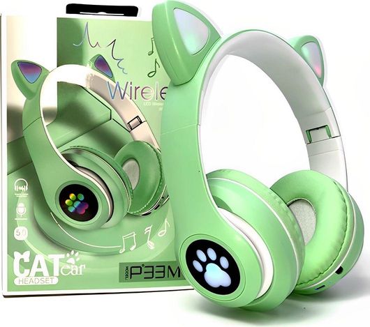 Cat P33M Ασύρματα/Ενσύρματα Παιδικά Over Ear Ακουστικά με 10 ώρες Λειτουργίας Πράσινο