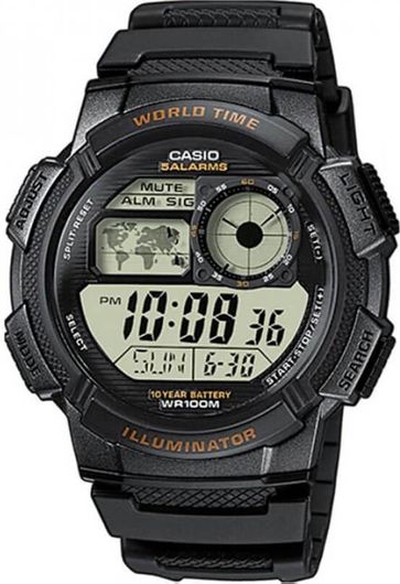 Ανδρικό Ρολόι Casio Standard AE-1000W-1AVEF Ψηφιακό με Καουτσούκ Λουράκι Μαύρο