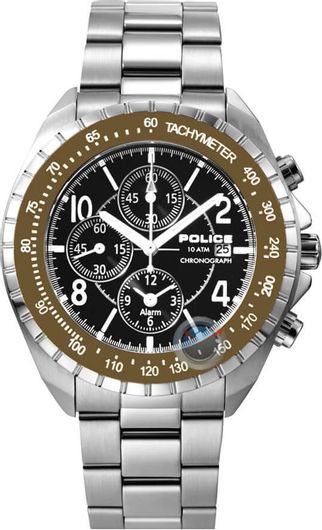 Ανδρικό Ρολόι Police Alarm PL10962JS/02M Χρονογράφος με Μεταλλικό Μπρασελέ Ασημί