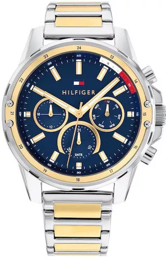 Ανδρικό Ρολόι Tommy Hilfiger Mason 1791937 Χρονογράφος Μπαταρίας με Μεταλλικό Μπρασελέ 