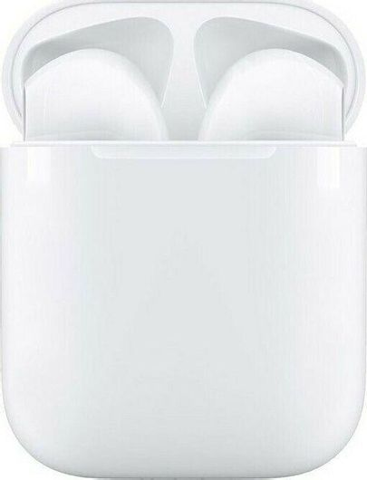 Ακουστικά Bluetooth Handsfree i12 Earbud με Θήκη Φόρτισης Λευκά