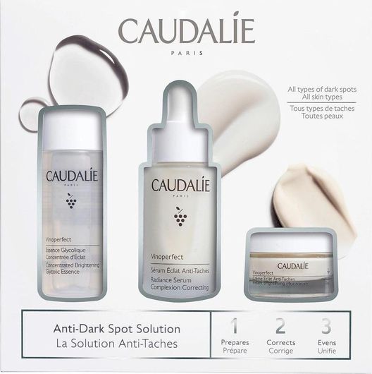 Σετ Περιποίησης Caudalie Vinoperfect Set κατά των Κηλίδων με Ορό Λάμψης 30ml & Ενυδατική Κρέμα Προσώπου για Λάμψη 15ml & Λοσιόν 50ml